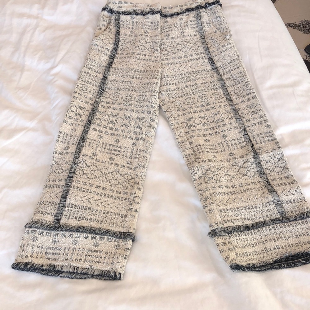 Moon river cropped pant with fringe trim